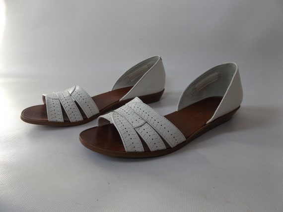 vintage 90s white open toe sandals - size 6 1/2 -… - image 6