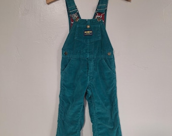 Vintage 80s OshKosh toddlers corduroy bib overalls, size 3 children's unisex clothing, Oshkosh B'gosh romper jumpsuit, 1980s union made