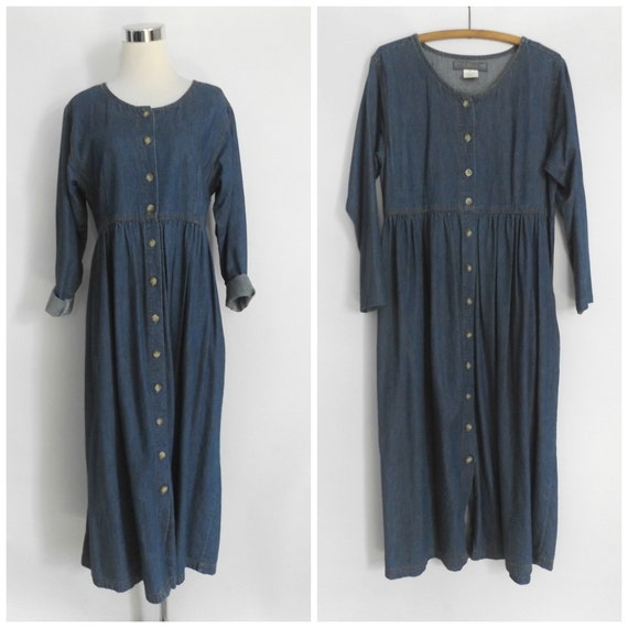 grunge denim maxi dress / vintage 90s baby doll co