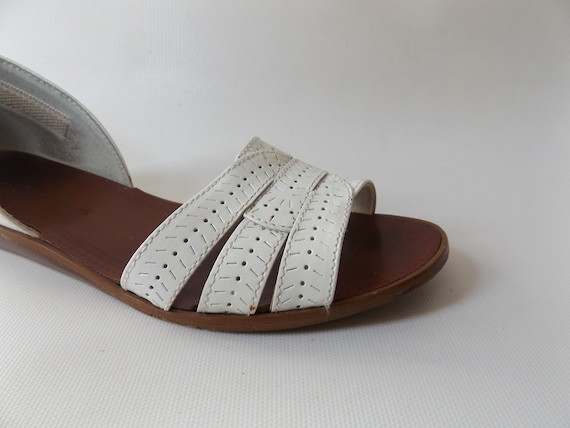 vintage 90s white open toe sandals - size 6 1/2 -… - image 2