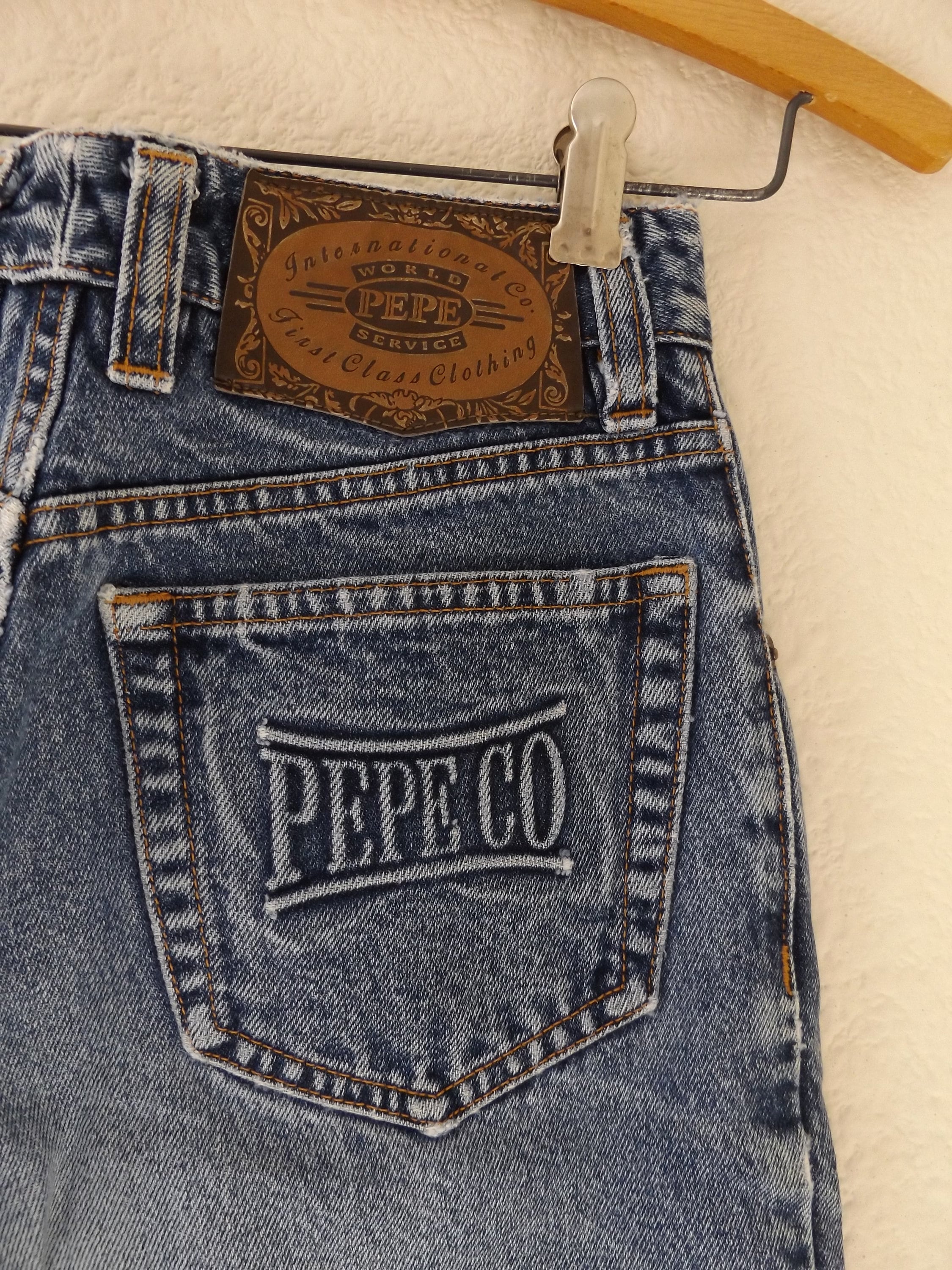 vintage 90s Pepe high rise blue jeans - size xs - cotton high waisted - stonewash mom denim pants - y2k women's fashion - 1990s grunge style