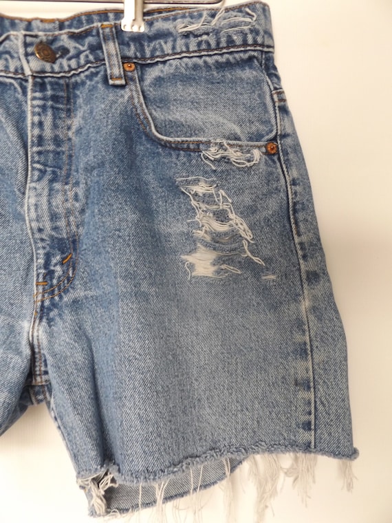Levis 505 Cut Off Jean Shorts 34 Waist - Vintage … - image 4