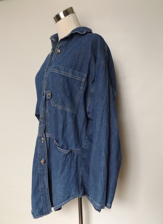 vintage blue jean blouse - size medium M - 90s wo… - image 6