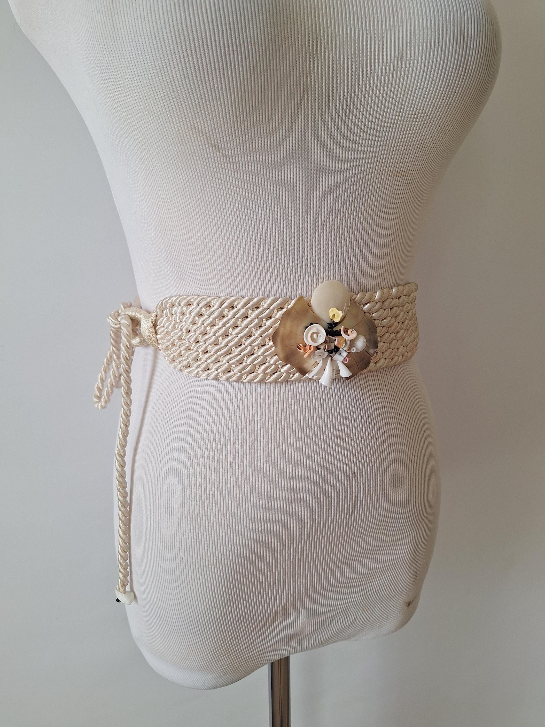 Boho vintage handmade real seashell belt UNUSED 90s Gold Chain Belt With Real Seashell 24K Gold Trim  main image 2