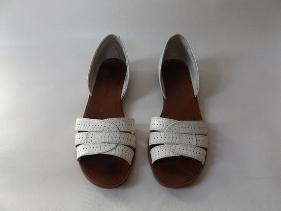 vintage 90s white open toe sandals - size 6 1/2 -… - image 4