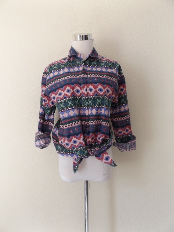 90s southwest button up blouse, size small S, pas… - image 4