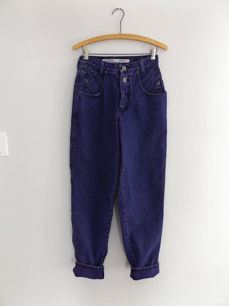 Hippy Purple Stone Wash Jeans Hipster Grunge Vintage 90s High Waist Cotton Denim Size 7 1990s Zena Color Jeans Taper Ankle Pants Women S Clothing Clothing Ugaurbanag Com