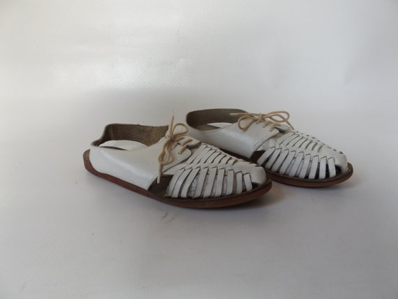90s white huarache slingback sandals, size 7, wov… - image 5
