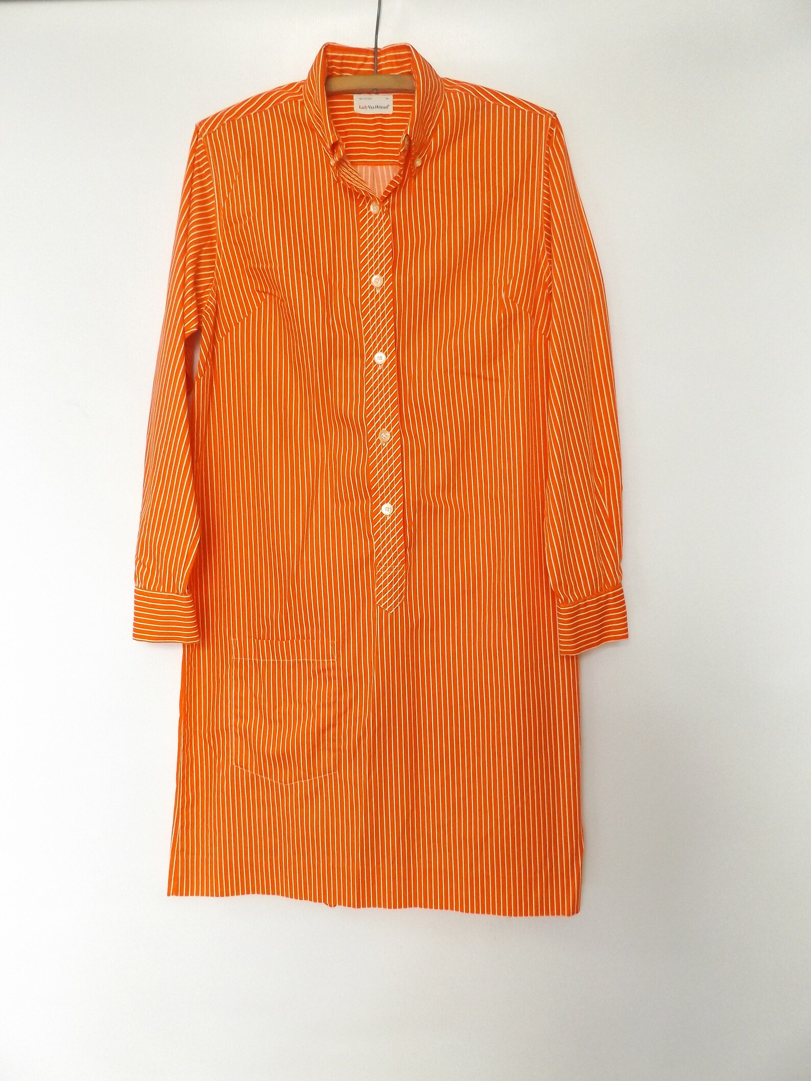 70s Orange Sherbet Stripe Shirt Dress / Vintage Van Heusen Etsy