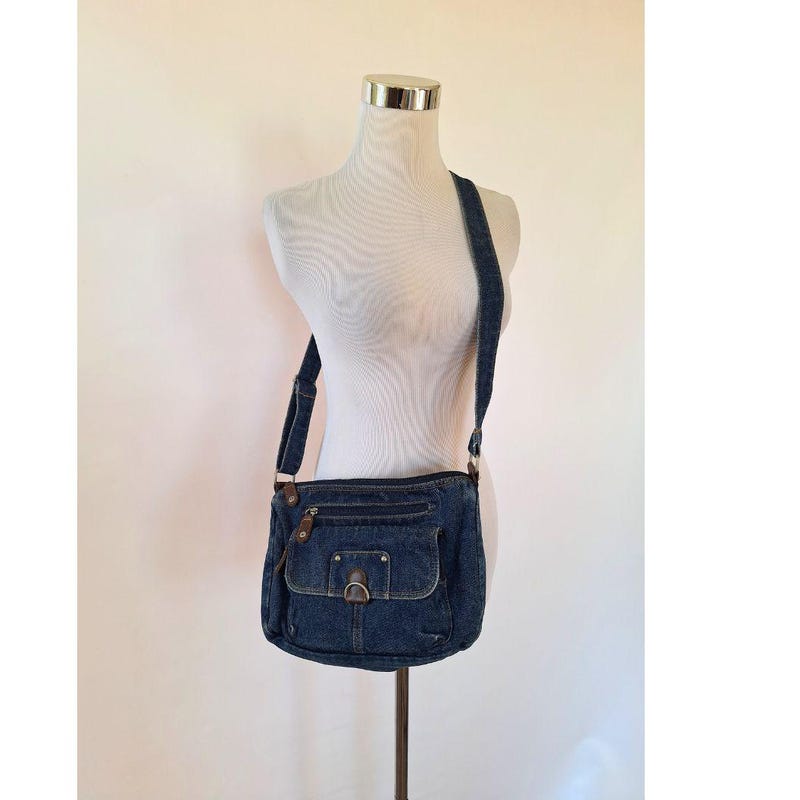 Women Vintage Solid Denim Shoulder Bag Crossbody Bag