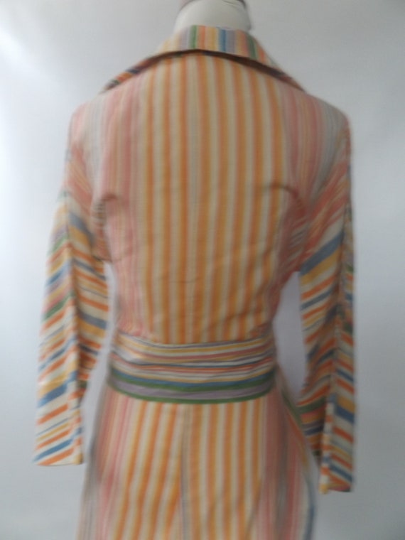 70s rainbow stripe tunic dress, small XS, lightwe… - image 9