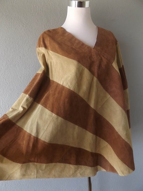 patchwork leather poncho | vintage 90s does 60s b… - image 2