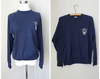 raglan sleeve pullover shirt - vintage 80s valley city state university college blouse top - size l / large - hipster grunge tee - 1980s