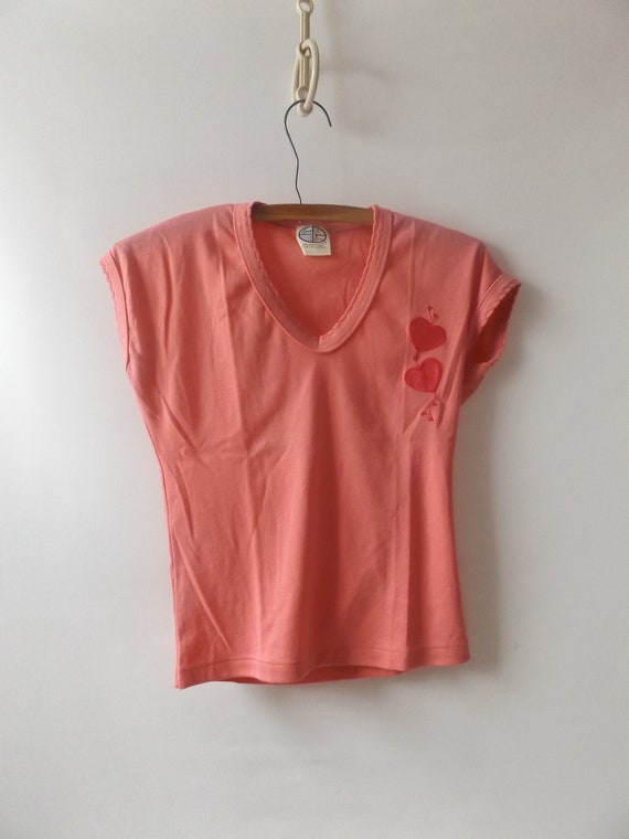 vintage 80s heart applique blouse, women's size m… - image 7