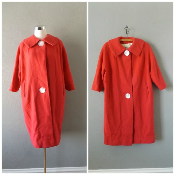 Pink 60s Mod Ladies Jacket Vintage Woven Wool Long