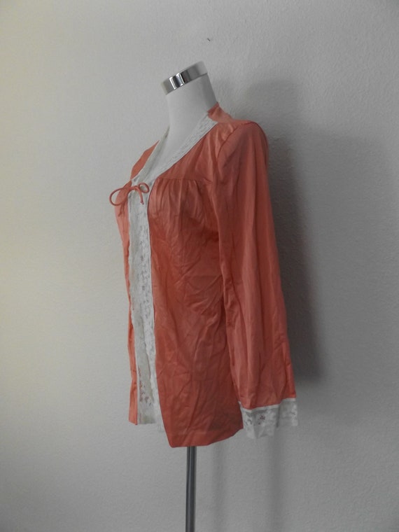 vintage 70s peach lace lingerie blouse - s/m - sh… - image 7