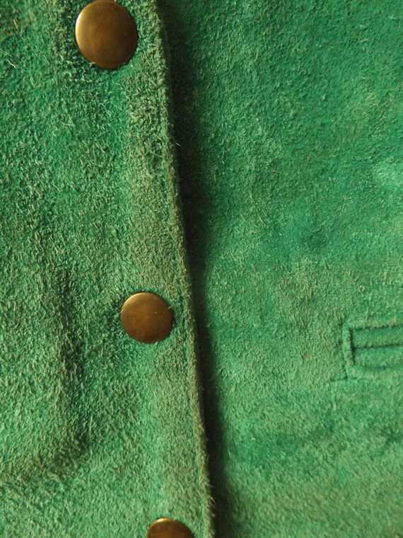 vintage 80s Kelly green suede leather vest, mediu… - image 9