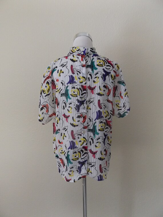 vintage 80s sheer floral blouse - size 12 medium … - image 9