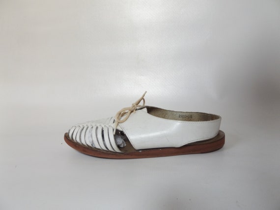 90s white huarache slingback sandals, size 7, wov… - image 4