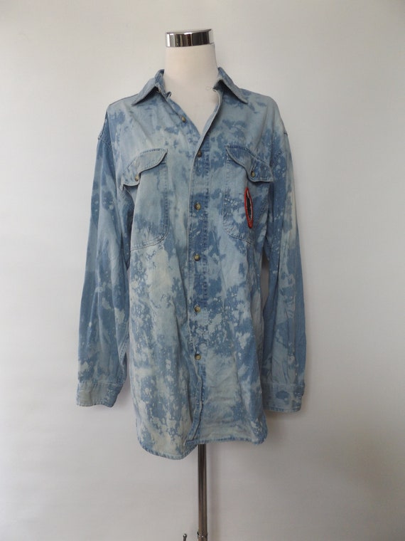 vintage 80s tie dye denim shirt - size small - co… - image 5