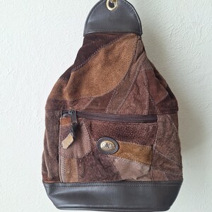Vintage 90s Patchwork Suede Leather Mini Backpack Purse, One Side Small  Shoulder Bag, Boho Hippie Brown Leather Handbag, 1990s Bookbag Tote - Etsy