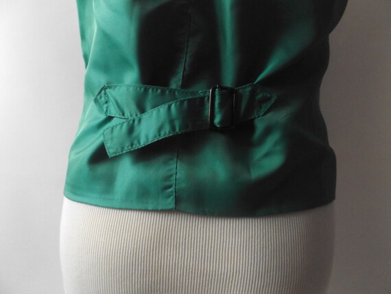 vintage 80s Kelly green suede leather vest, mediu… - image 7