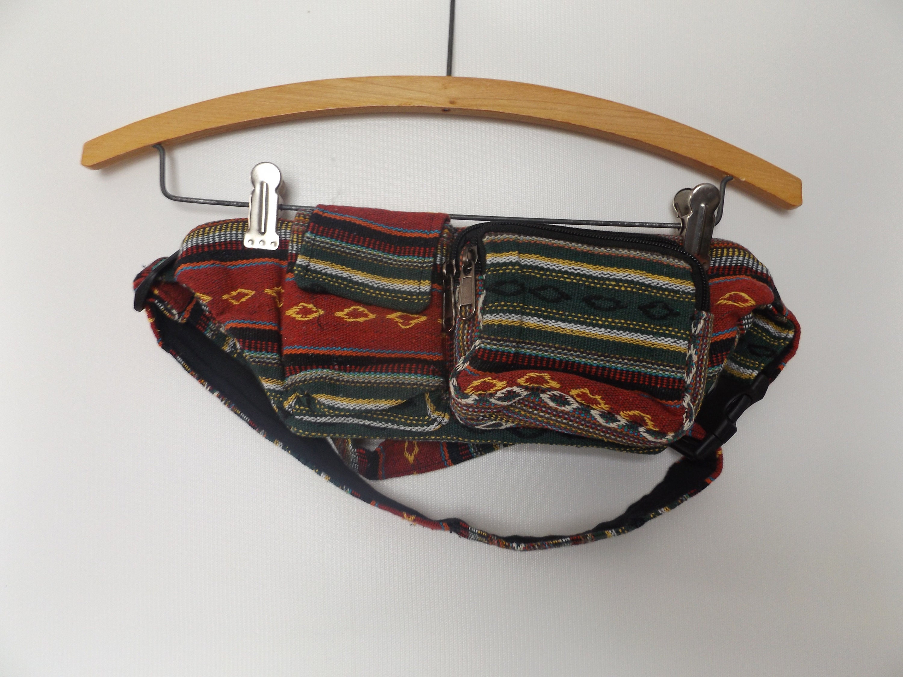 Southwest Print Fanny Pack / Vintage 90s Woven Cotton Hip Belt 