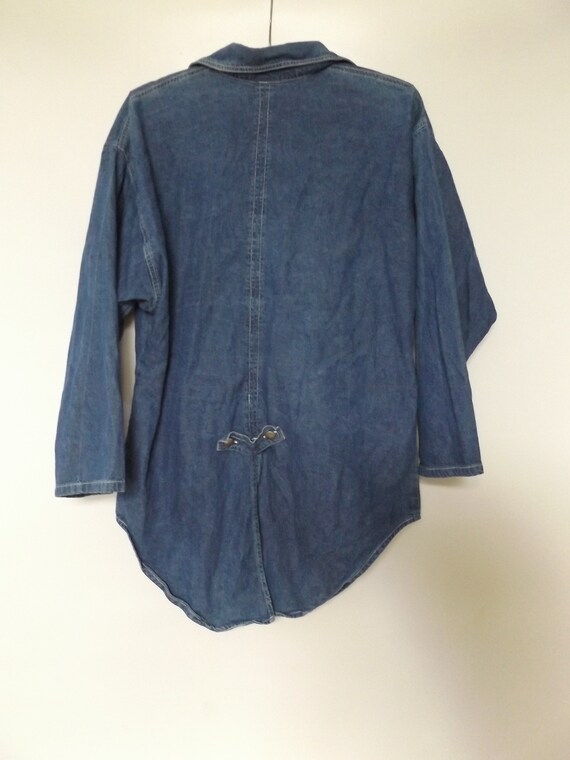 vintage blue jean blouse - size medium M - 90s wo… - image 5