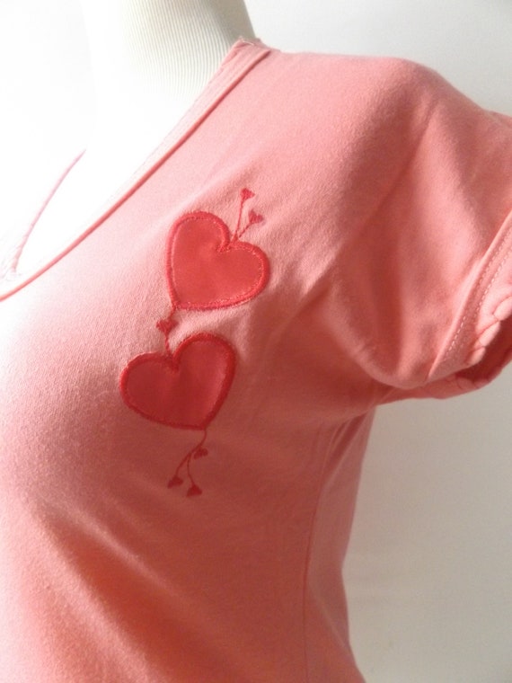 vintage 80s heart applique blouse, women's size m… - image 3