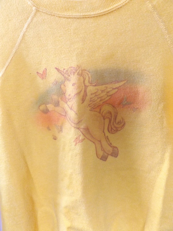 80s unicorn graphic print sweatshirt, XS adult ju… - image 2
