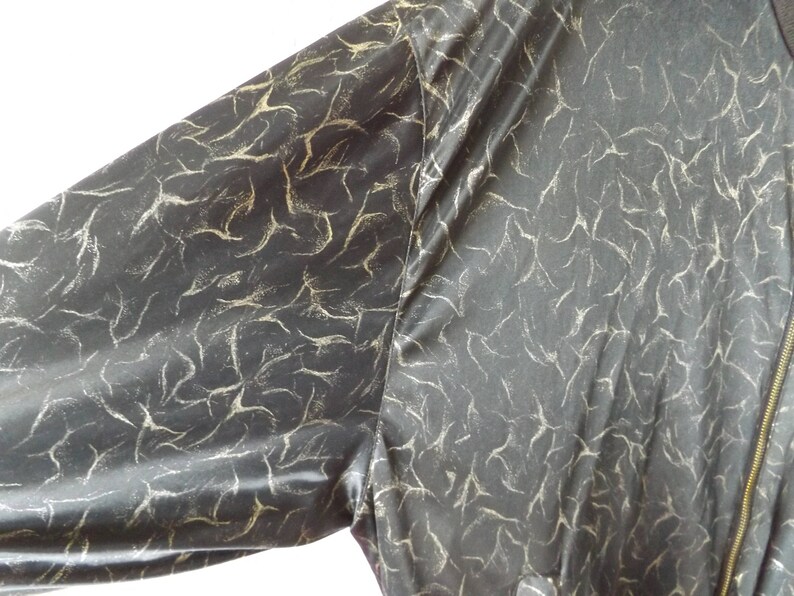 hip hop hipster oversize outerwear vintage 80s black nylon unisex coat 1980s top metallic gold reversible bomber jacket os one size