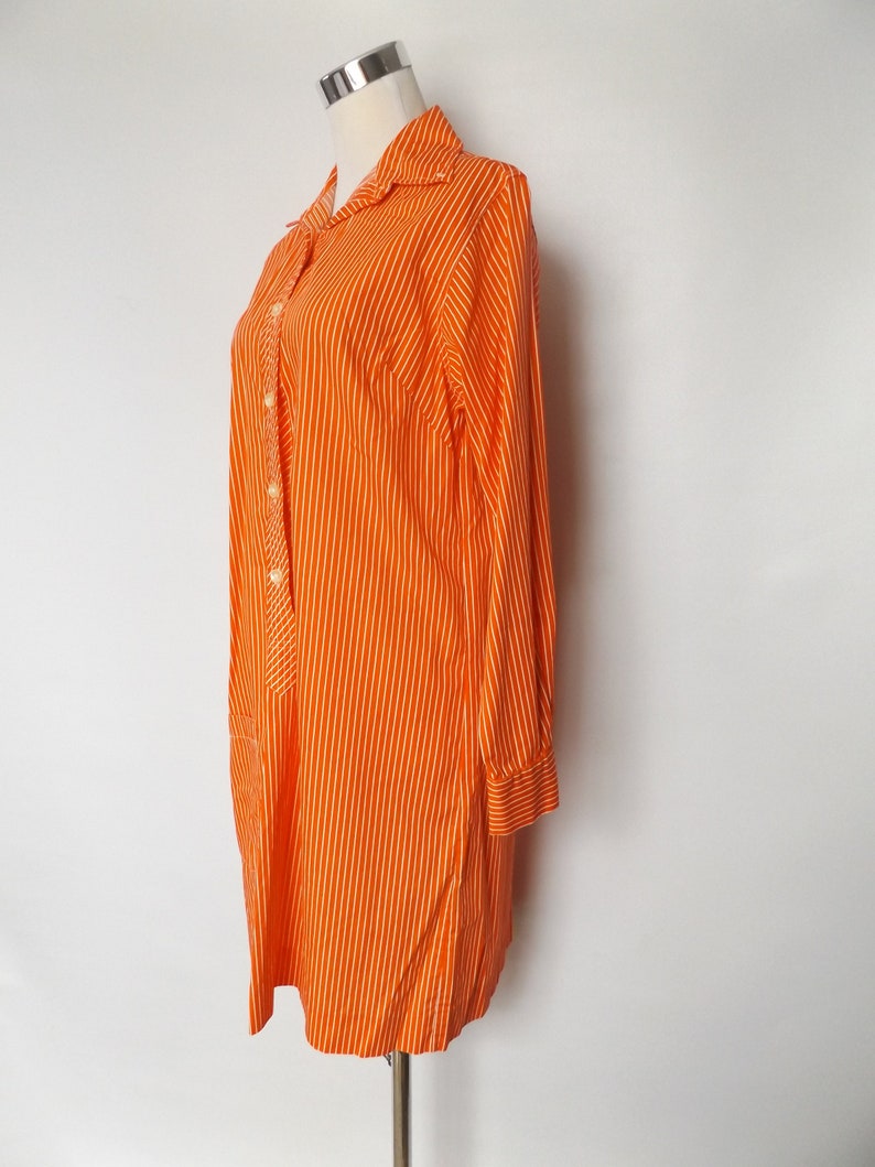 70s Orange Sherbet Stripe Shirt Dress / Vintage Van Heusen Etsy
