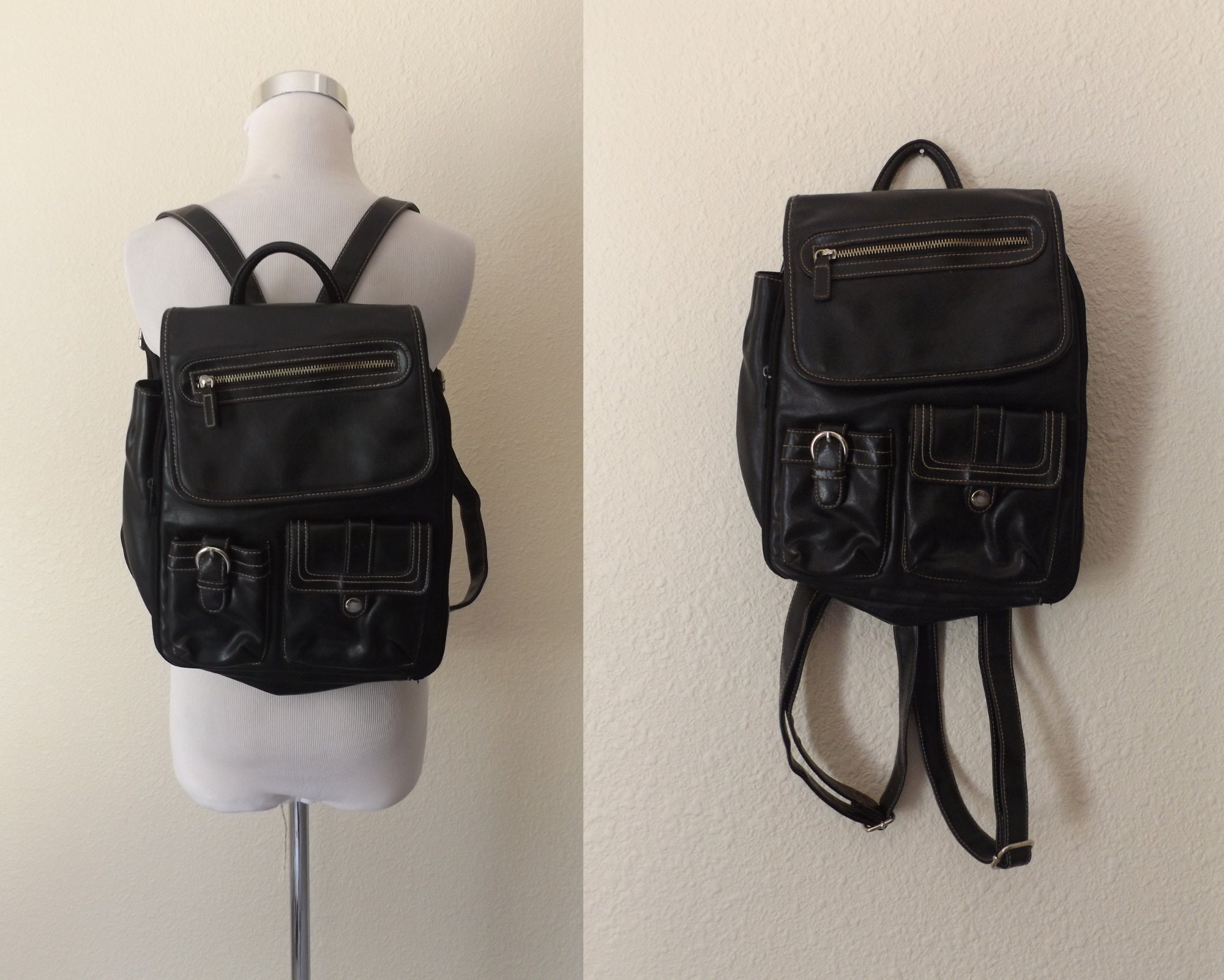 NOS Vtg 90s Grunge Streetwear Wallflower Spell Out Mini Backpack Book Bag  Black