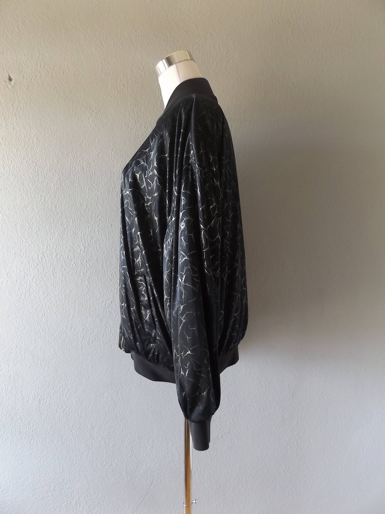 hip hop hipster oversize outerwear vintage 80s black nylon unisex coat 1980s top metallic gold reversible bomber jacket os one size