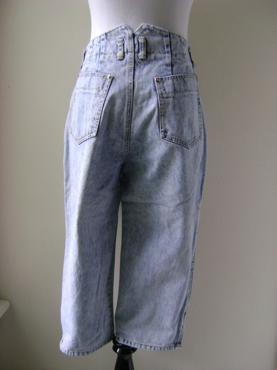 Acid Wash Cigarette Pants Vintage 80s Crop Zipper… - image 3