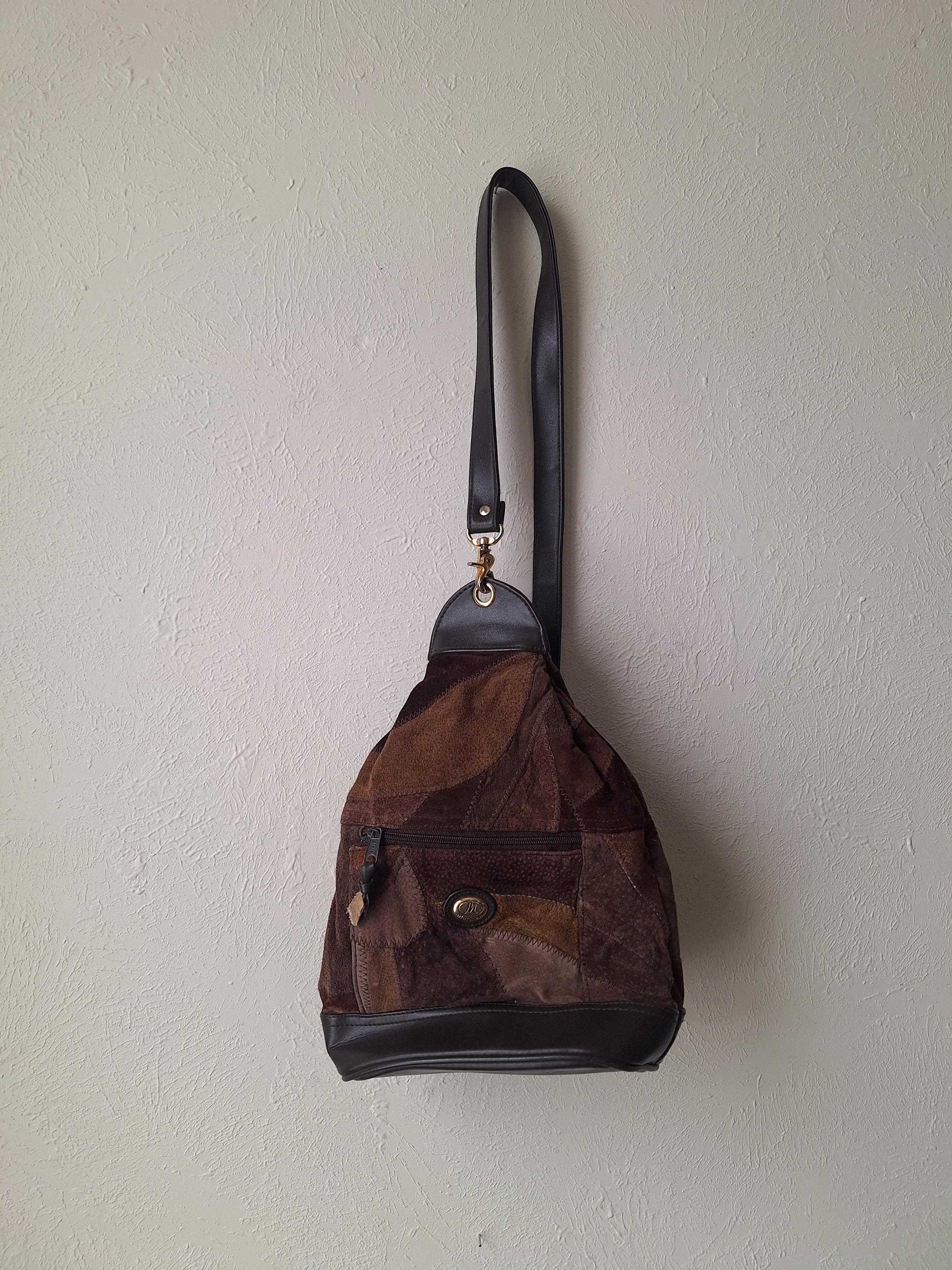 Vintage 90s Patchwork Suede Leather Mini Backpack Purse, One Vintage 90s Patchwork Suede Leather Mini Backpack Purse, One