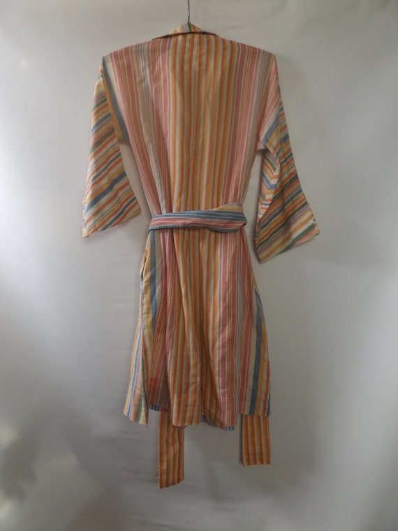 70s rainbow stripe tunic dress, small XS, lightwe… - image 4