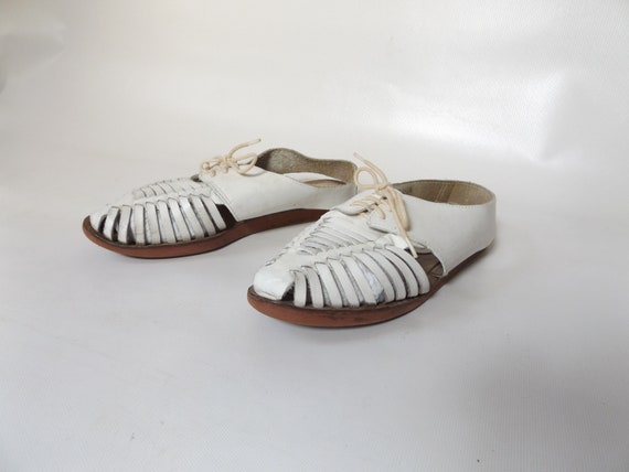 90s white huarache slingback sandals, size 7, wov… - image 3