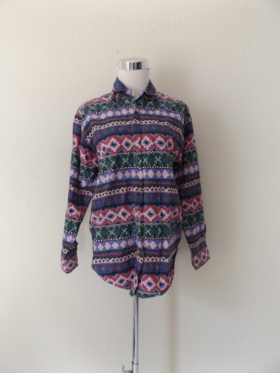 90s southwest button up blouse, size small S, pas… - image 5