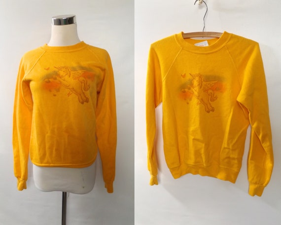 80s unicorn graphic print sweatshirt, XS adult ju… - image 1