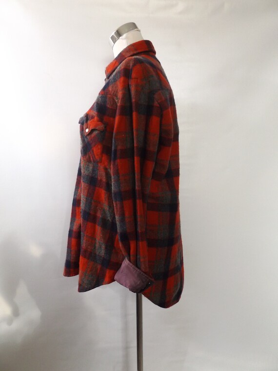 80s western plaid flannel shirt, large 16 - 16.5,… - image 8