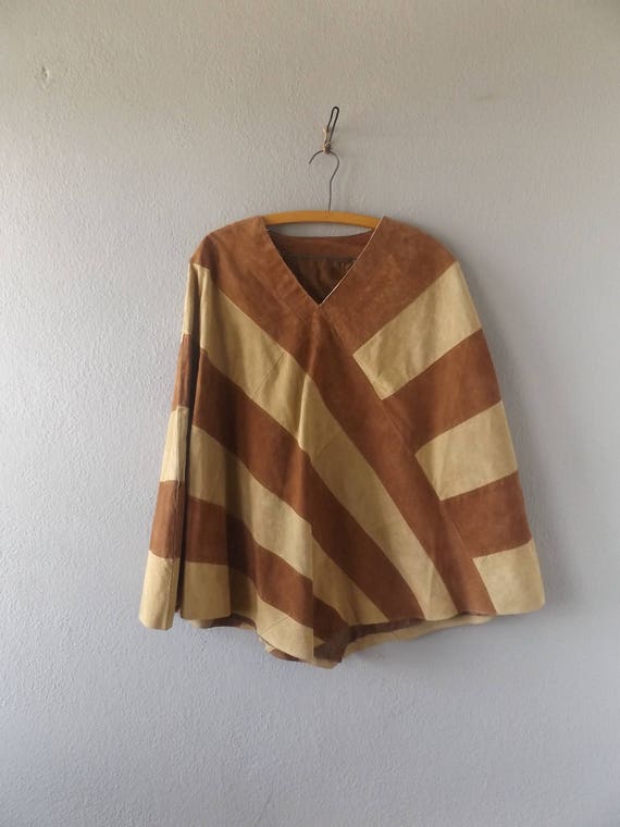 patchwork leather poncho | vintage 90s does 60s b… - image 5