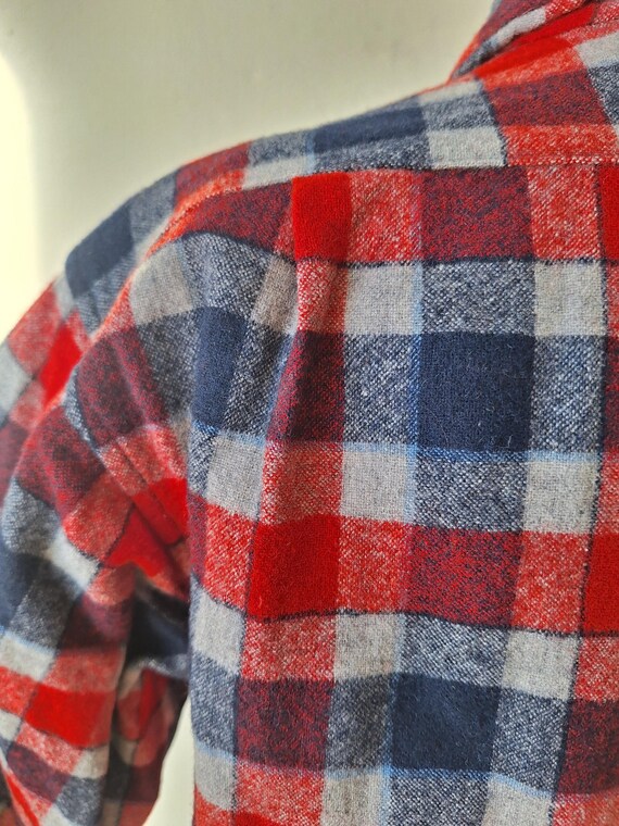 Vintage 50s Pendleton Wool Flannel Shirt, Red Blu… - image 6