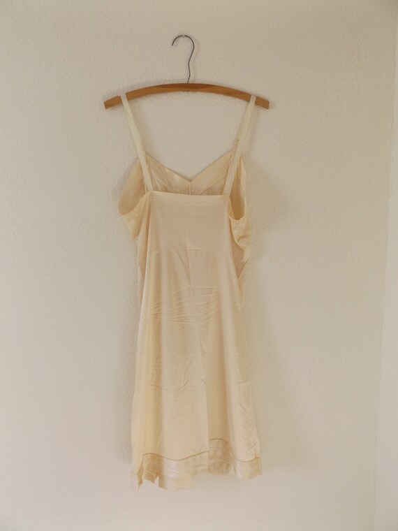70s beige slip dress, medium large, semi sheer sh… - image 9