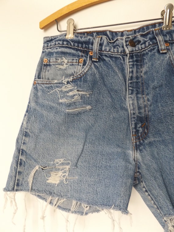 Levis 505 Cut Off Jean Shorts 34 Waist - Vintage … - image 3