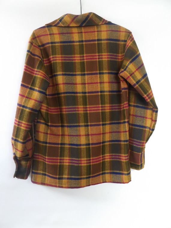 60s plaid chore jacket flannel size medium M - vi… - image 2