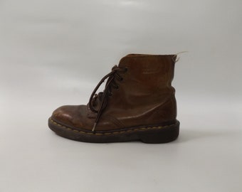 Vintage 90s Brown Leather Combat Boots – UK 4 / US 6, Made in England