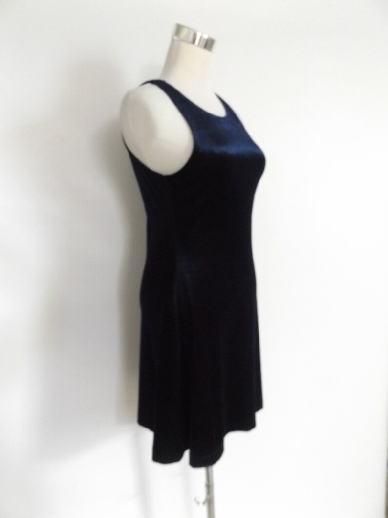 grunge skater dress vintage 90s stretchy navy blue velour mini dresses S small 1990s minimal basic tunic blouse rocker minimalist