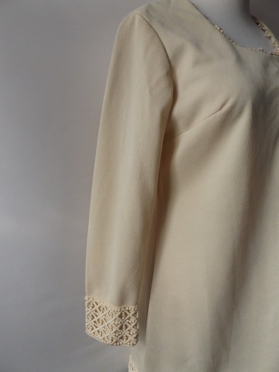 vintage 60s off white mod mini dress, size small … - image 6