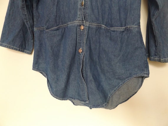 vintage blue jean blouse - size medium M - 90s wo… - image 3